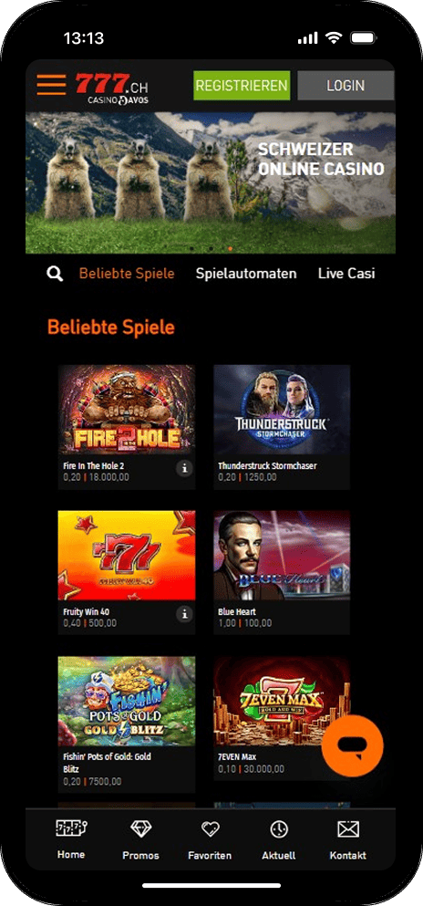 Spiele und Slots bei casino777